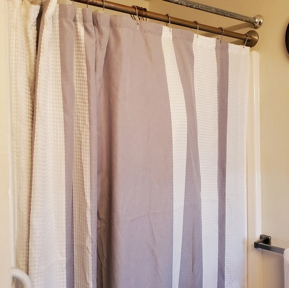 Better Homes and Gardens gray and white striped diamond textured shower curtain